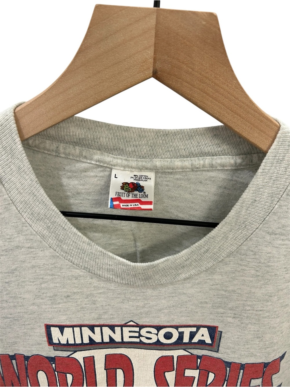 Vintage 1991 Minnesota Twins World Series Champs Single Stitch T-Shirt Size L - Picture 2 of 7